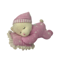 Plush Bear Sleeping On Pillows Pink